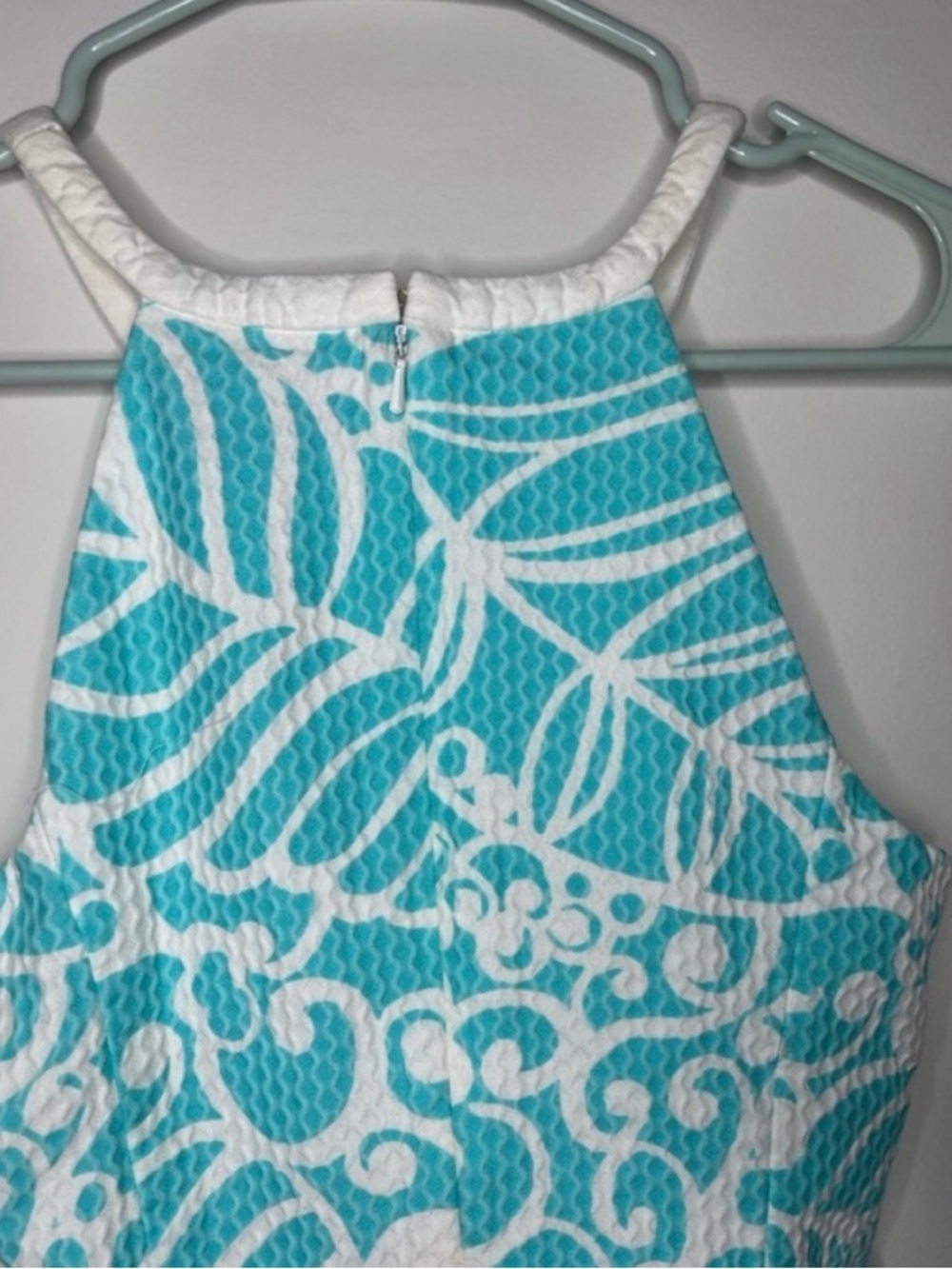 Lilly Pulitzer Pearl Cut Out Halter Shift Dress Size 2 turquoise White Beach - Picture 7 of 10